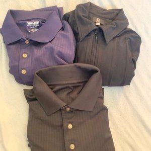 Lot Mens Kirkland Signature Polo Shirt Navy & Black M Collared Polo & Guess M